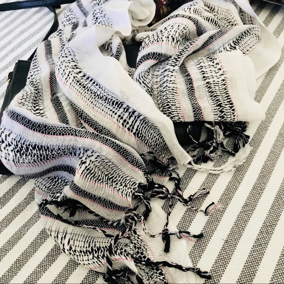 White, Black, & Pink Sparkle Scarf! - Picture 8 of 9